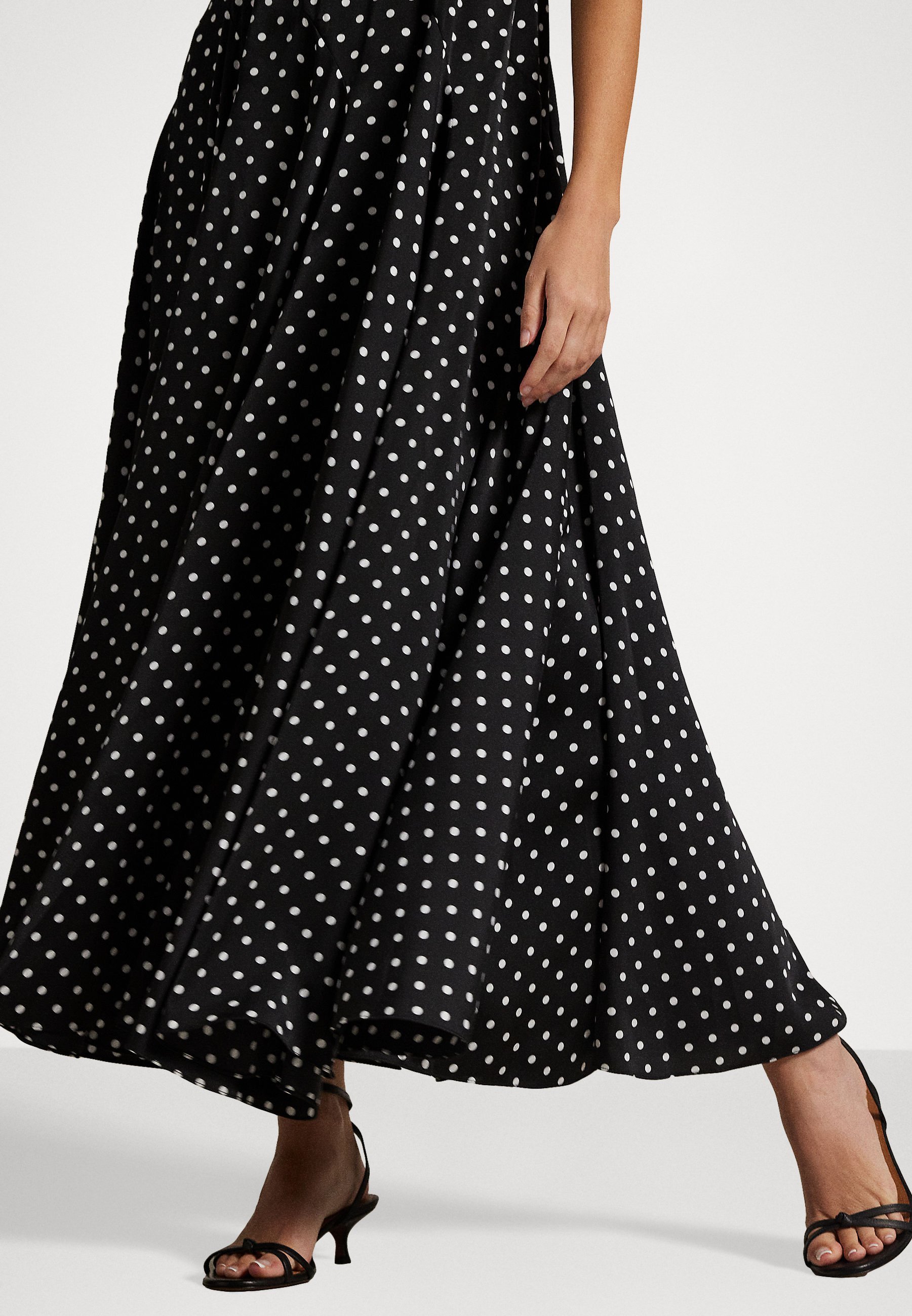 Abito da giorno in raso a pois Polo Ralph Lauren - nero/bianco