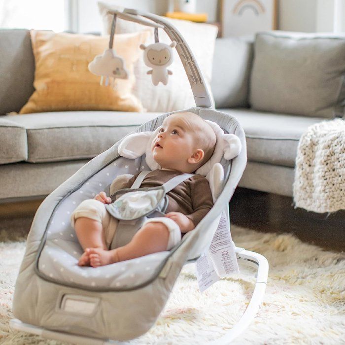 INGENUITY Sammenleggbar, konvertibel vippestol til baby - Little Sheep - Fast eller gyngestilling, babygave