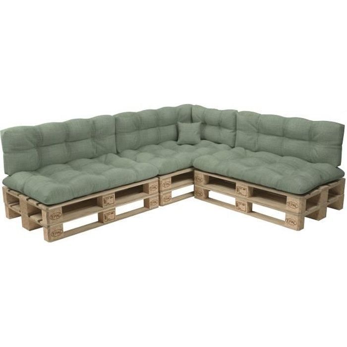 POKAR Coussin Matelassé pour Palettes Euro [Vert, Set de 8 pièces]
