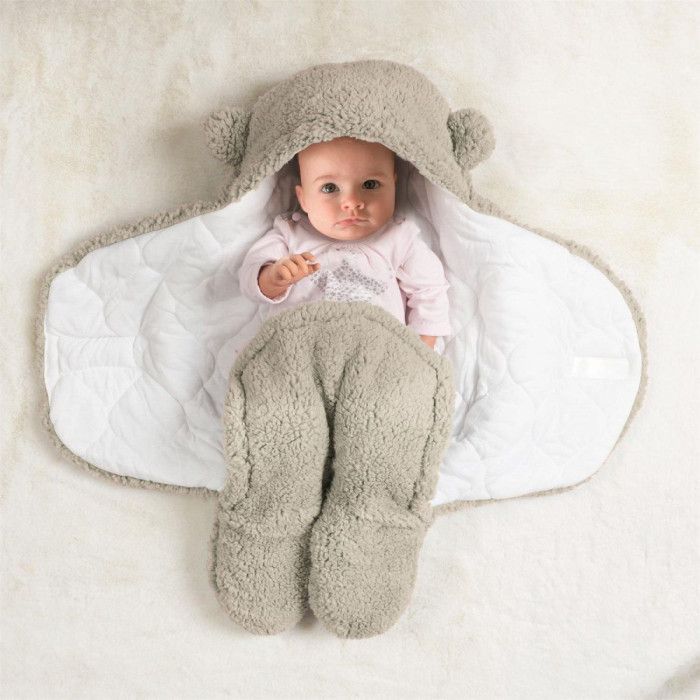 Saco de dormir para niños - Tom y Zoe - Osito de peluche - Polar - Suave - Gris