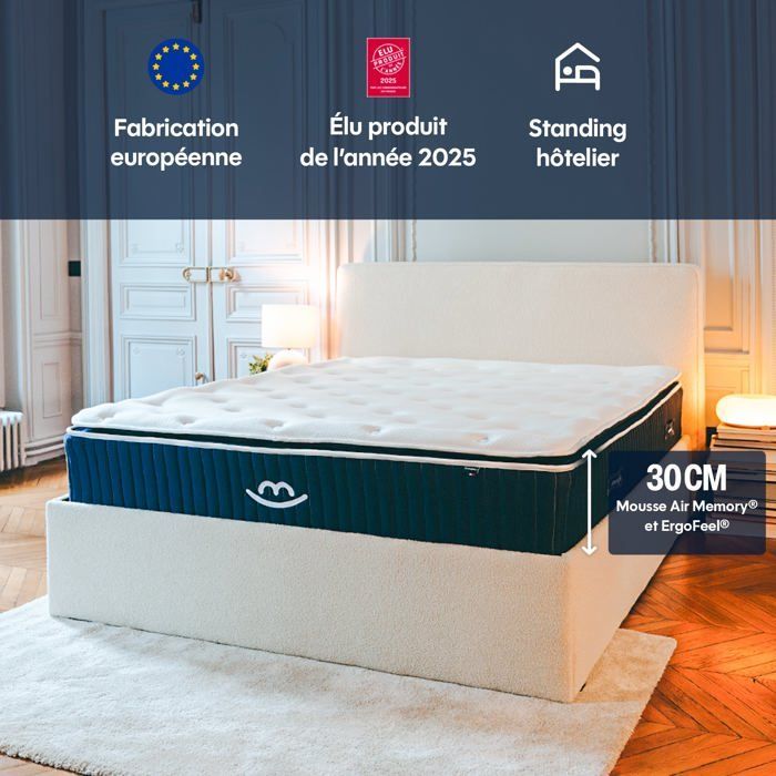 Colchón híbrido de lujo de espuma viscoelástica de 200x200 cm y 30 cm de grosor - Victoria - Morphea