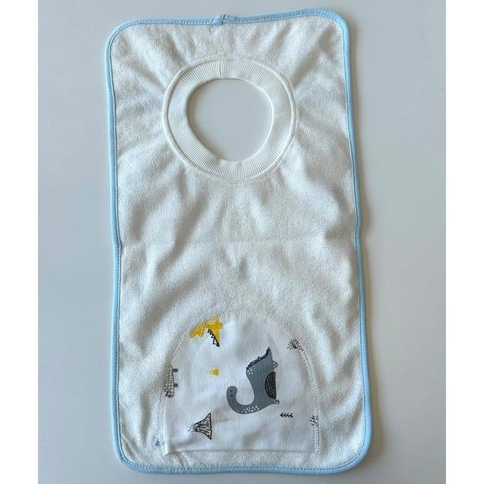 2 große Lätzchen für Babys und Kleinkinder, verstellbar, 100 % Baumwolle, bequem und weich, elastischer T-Shirt-Kragen, für Kinder von 6 bis 48 Monaten