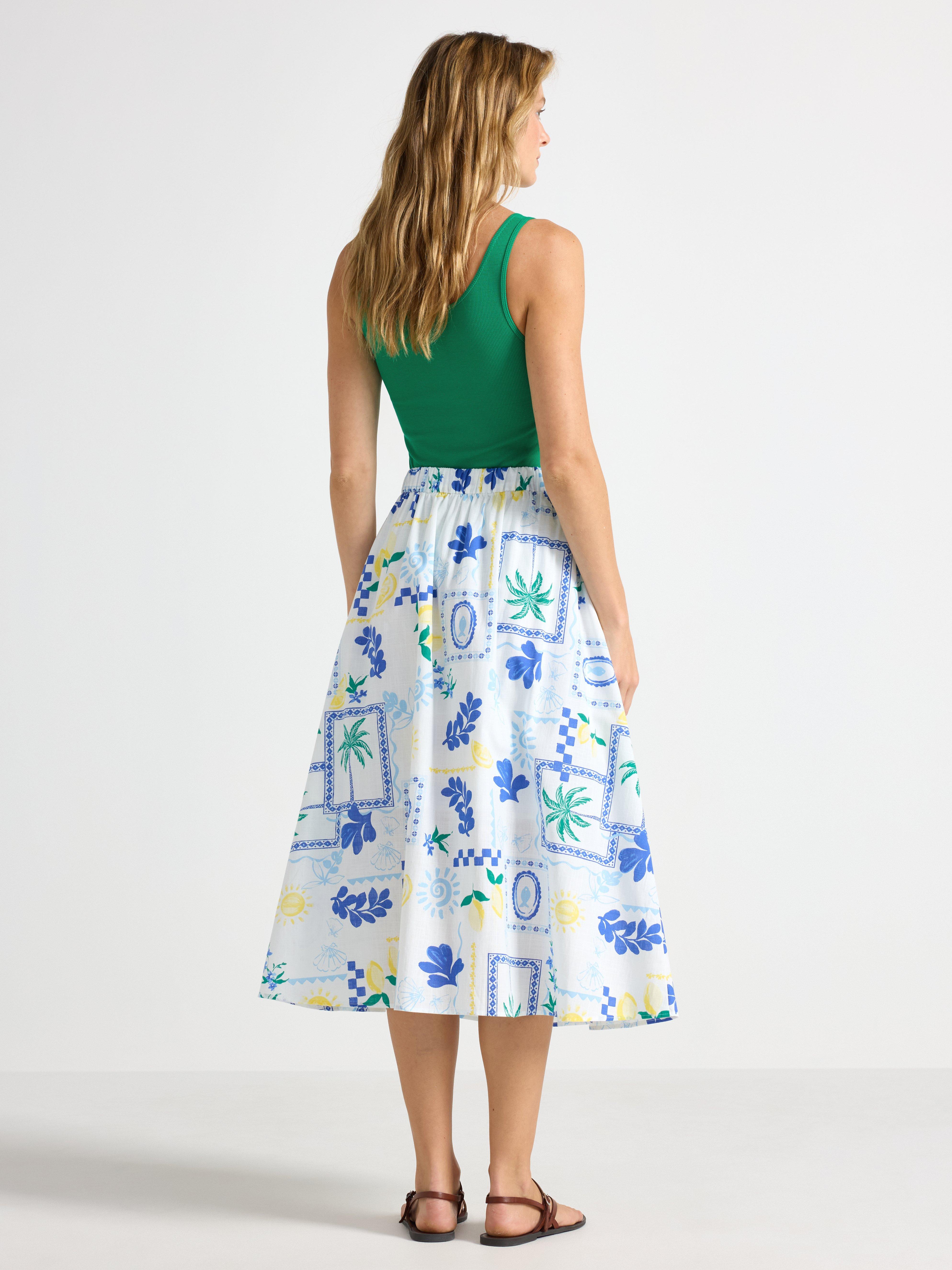 Falda midi color blanco roto