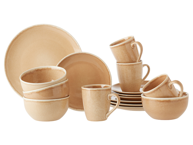 Komplet obiadowy porcelanowy Shelly Beige 16 el.