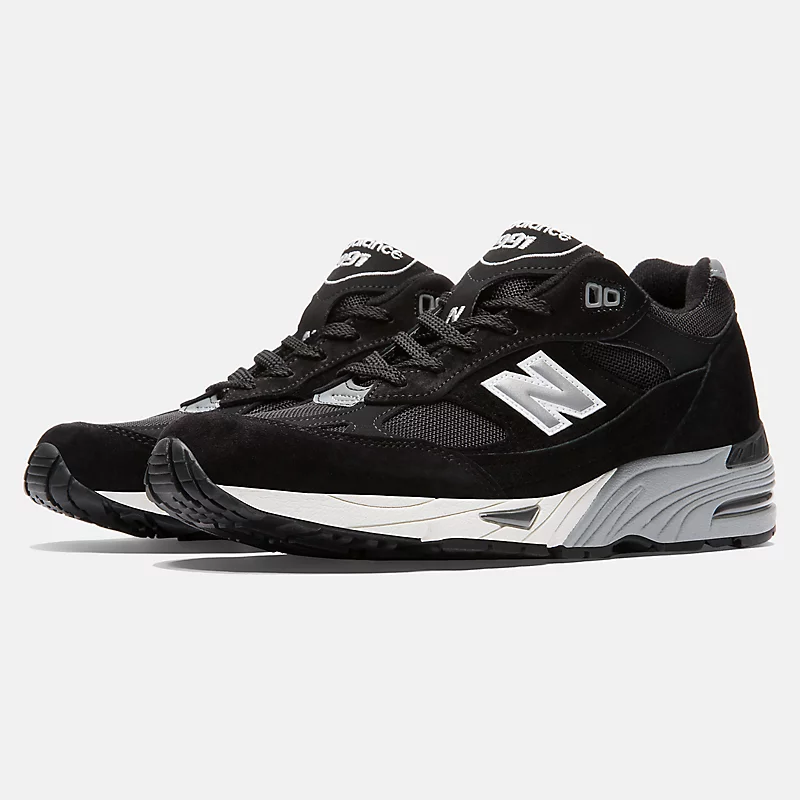 Gemaakt in het VK 991v1 Herenschoenen - Zwart met zilver