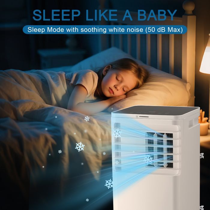 Aire acondicionado portátil silencioso 3 en 1, deshumidificador, 7000 BTU, ventilador y aire acondicionado con control remoto.