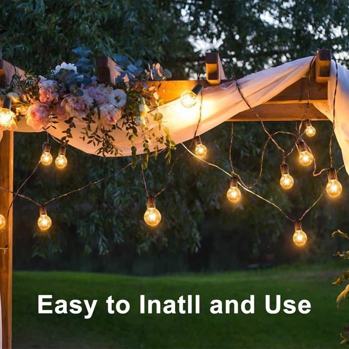 Guirnalda de luces solares para exteriores, 10+1 bombillas LED G40, resistente al agua IP44, con 4 modos.