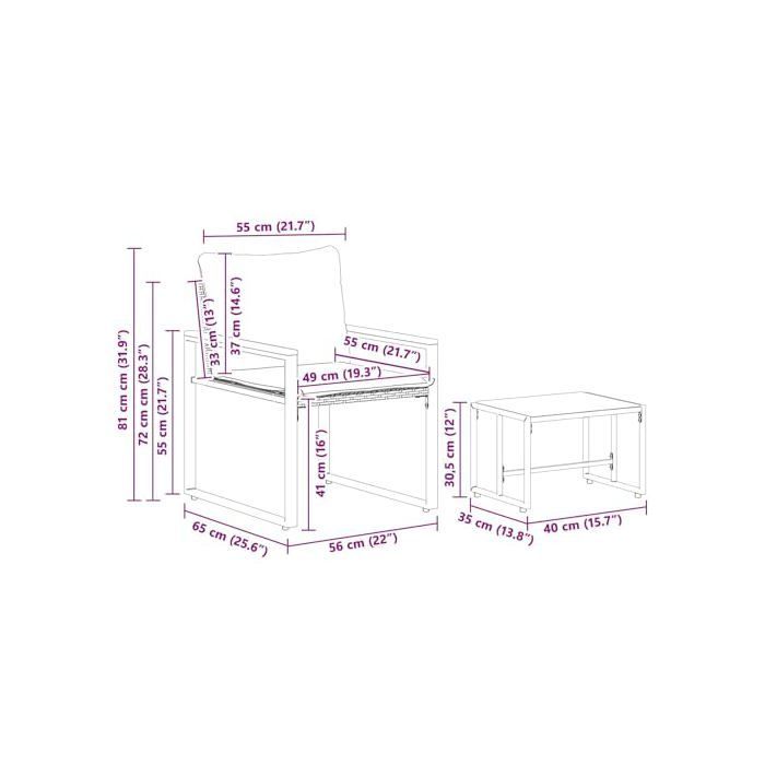 Set di mobili da esterno in rattan - vidaXL - Beige e bianco crema - Rattan resistente alle intemperie