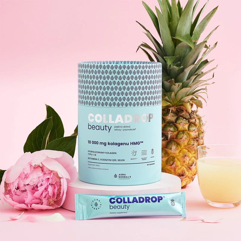 Aura Herbals Colladrop Beauty Collagen HMG 10.000 mg Nahrungsergänzungsmittel Meereskollagen für schönes Haar, Haut und Nägel