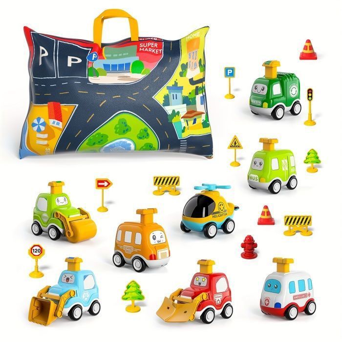 KUKUFUN 8 Pièces Bébé Jouet Voitures, Jouets pour Bébés à pousser et à tirer, Cadeaux d’anniversaire garçon fille 1 2 3 ans-CADEAU