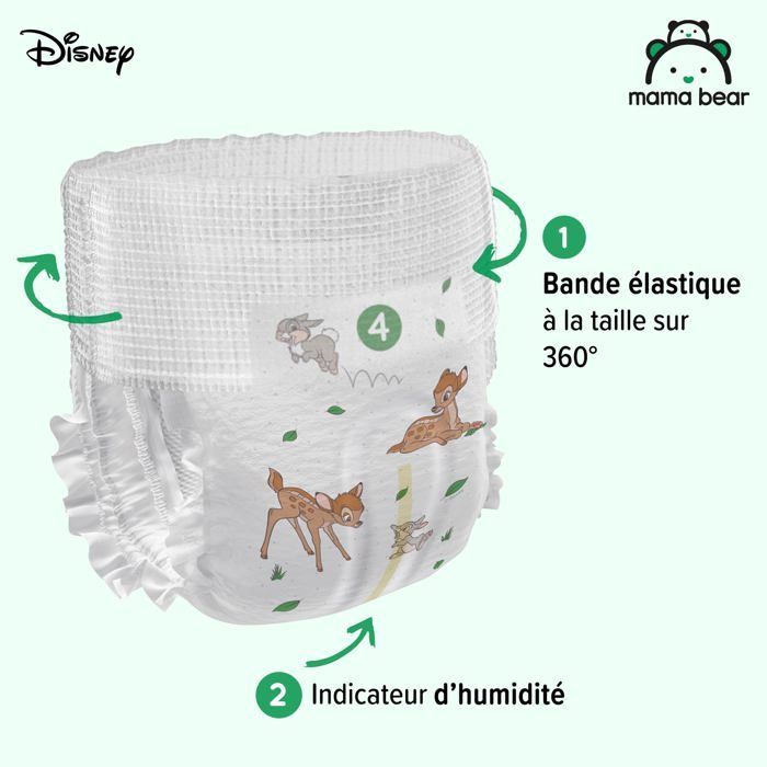 Fraldas-calça Mama Bear Amazon Brand - Disney, tamanho 4 (9-15 kg), brancas, pacote com 80 unidades (1 pacote)