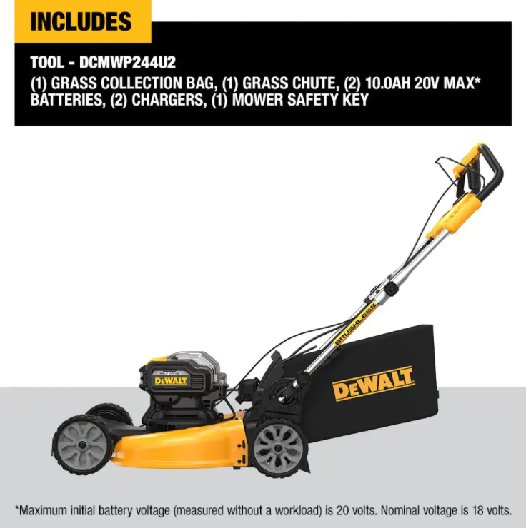 DEWALT MAX 21,5 hüvelykes 20 V-os lítium-ion akkumulátoros fűnyíró