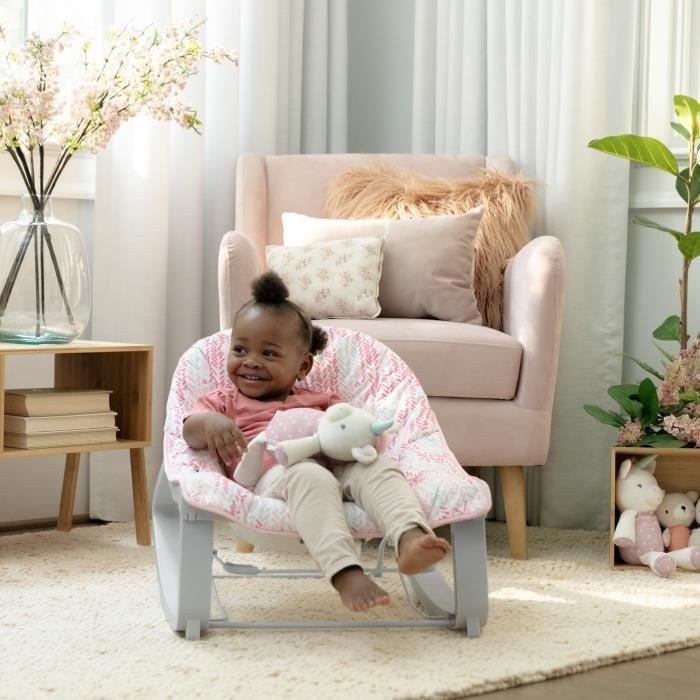 INGENUITY Keep Cozy 3-in-1 Convertible Baby Rocking Bouncer - Lily - 3 Posities: Afneembare speelboog met pluche speeltjes, tot 18 kg