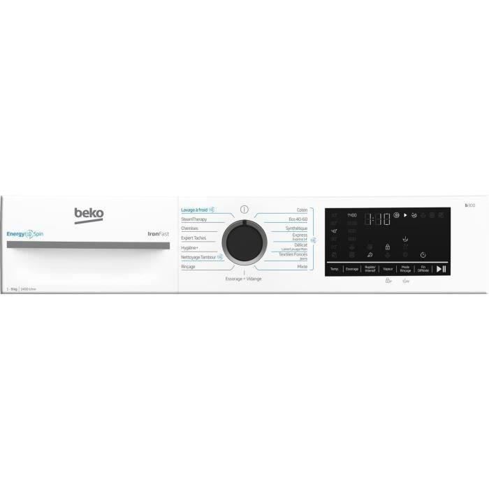 Lave-linge frontal - BEKO - BM3WFU49411B - 9 kg - 15 programmes - Classe A