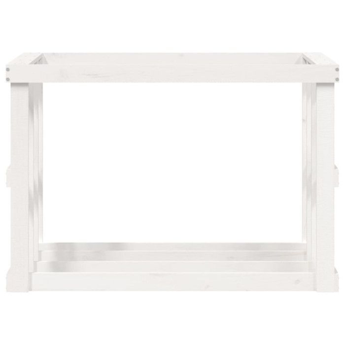vidaXL Leñero de exterior blanco 108x52x74 cm Madera maciza de pino 822632