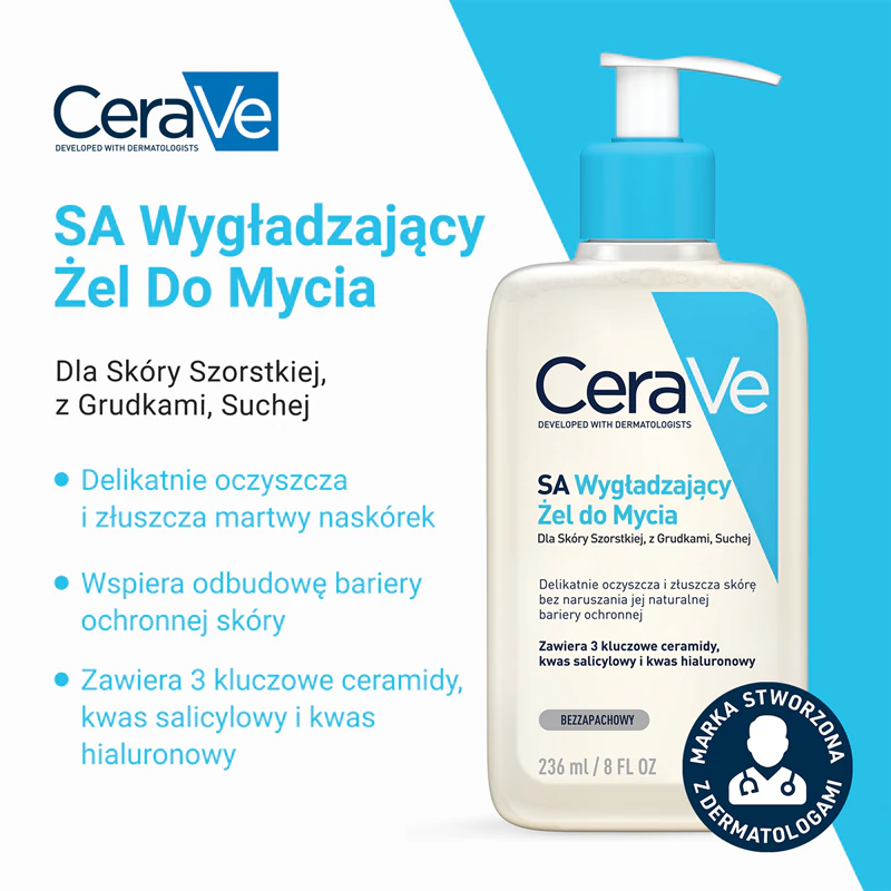 Gel de limpeza suavizante CeraVe Cleansers SA para pele seca.