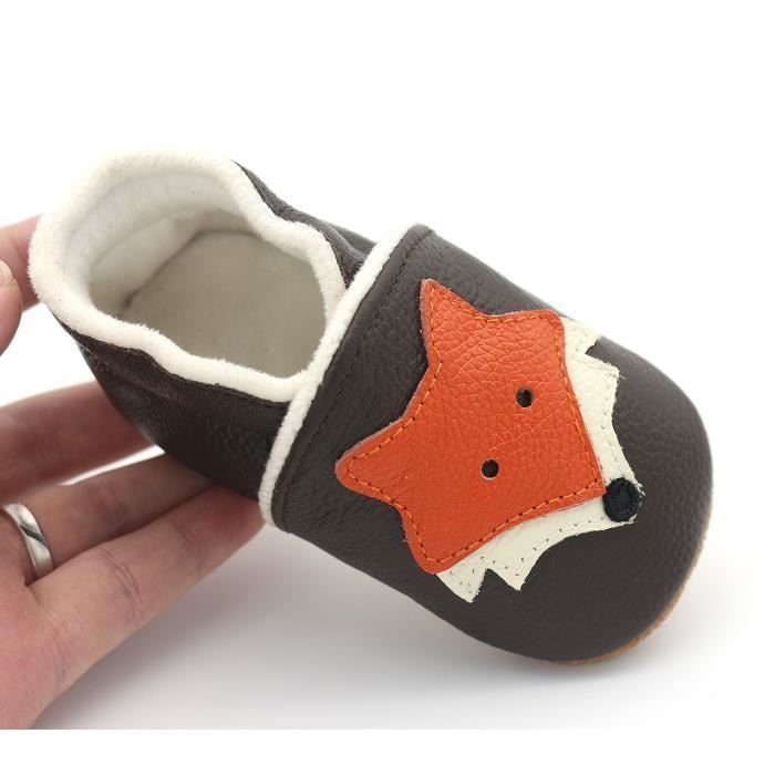 Primeros zapatos para bebé niño en suave piel de zorro - INSFITY - Café - ante antideslizante - cómodos