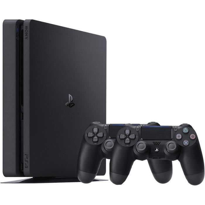 Console PS4 Slim 1To Noire/Jet Black + 2ème Manette DualShock Noire - PlayStation Officiel