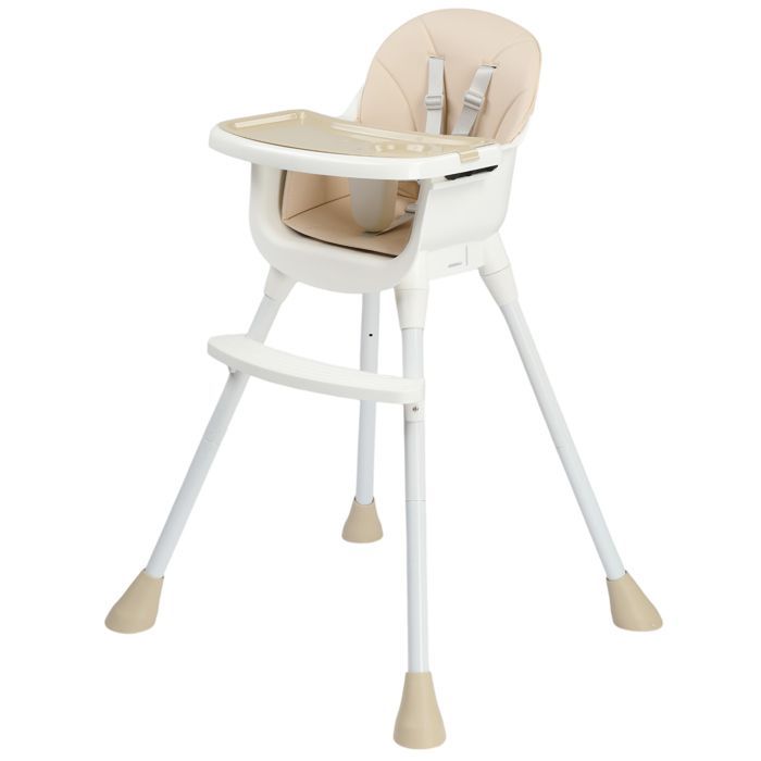 Trona para bebé - ALIGHTUP - Trona convertible, dos alturas ajustables, cojín y bandeja extraíbles - Beige