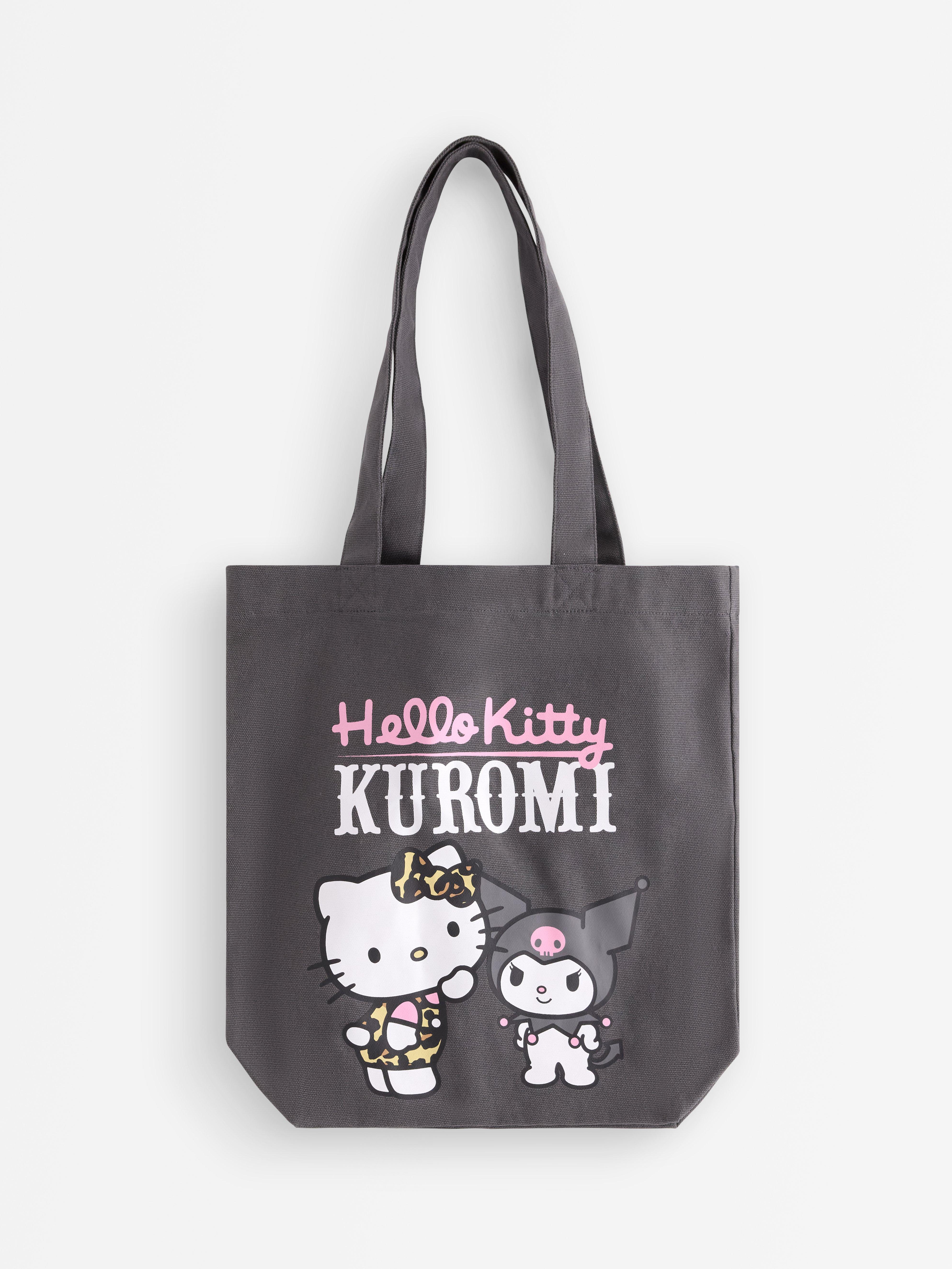 Nákupní taška Hello Kitty a její přátelé z plátna v tmavě šedé barvě