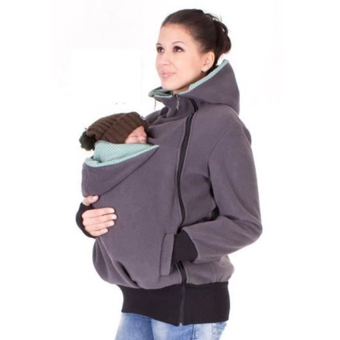 FUNMOON Manteau Maternité Violet Bébé Transporteur Veste Kangourou Hiver Maternité Vêtements Femmes Enceintes