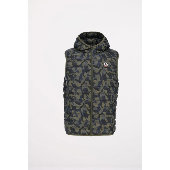 Chaqueta acolchada sin mangas Jott Pat Camo para hombre en gris/verde