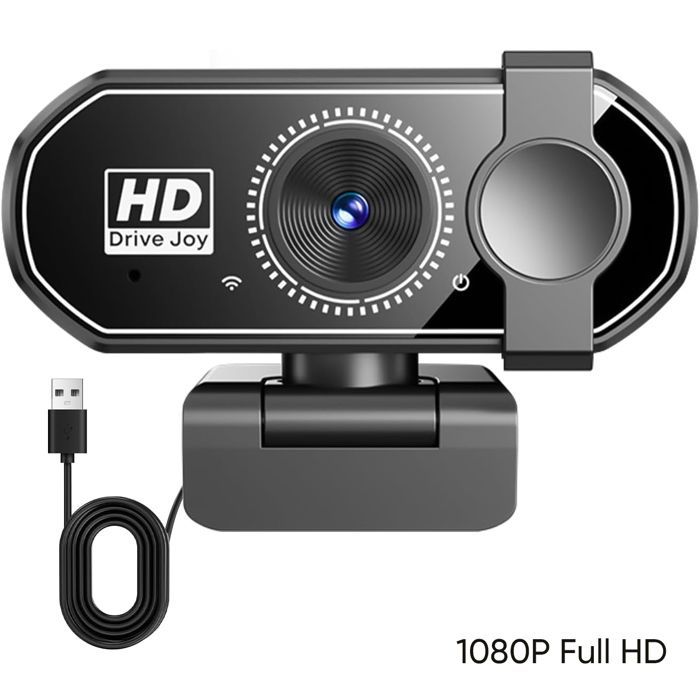 Webcam pour PC 1080P, Full HD Caméra Web avec Microphone, 360° Rotation USB Caméra Plug Play pour Vidéo et Enregistrement