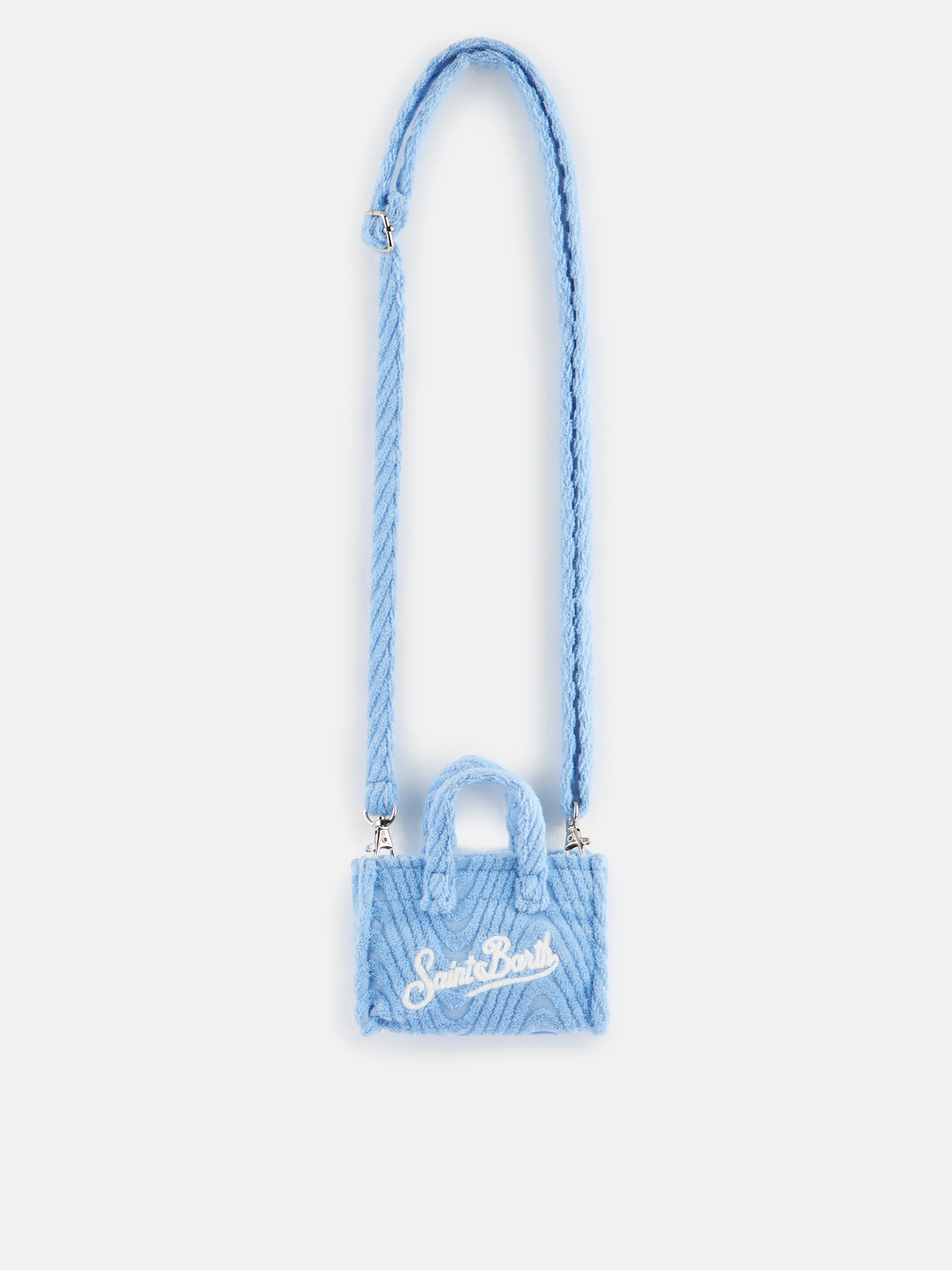 Portachiavi in spugna di colore azzurro goffrato