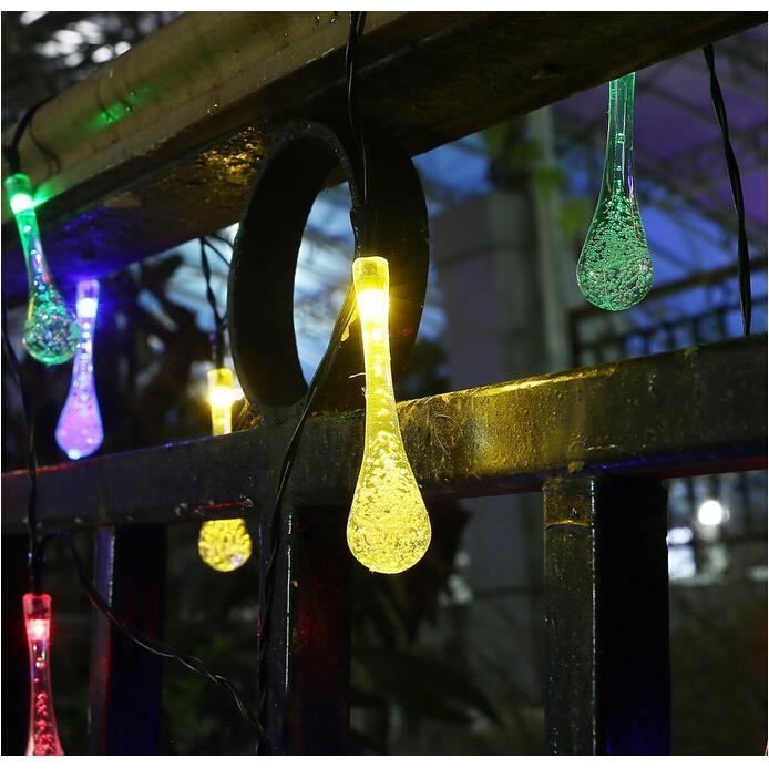 Guirnalda de luces solares RGB para exteriores de 5 m, 20 LED en forma de lágrima, decoración para jardín, Navidad, boda, fiesta, Halloween.