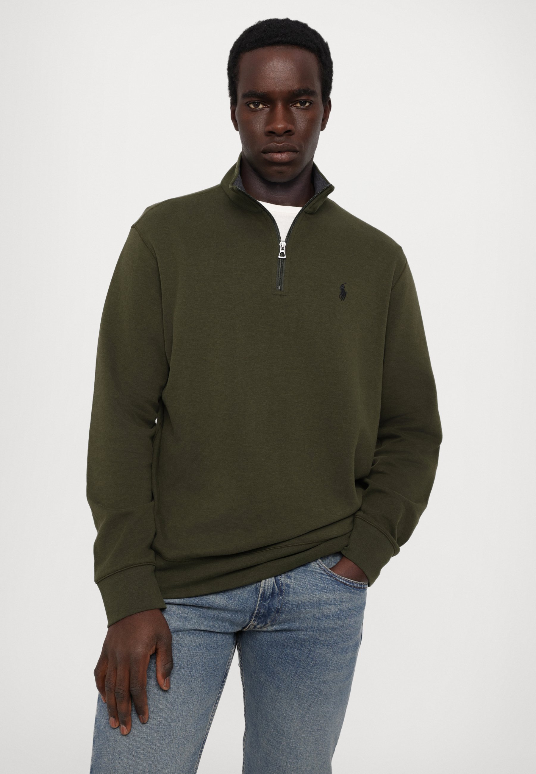 Polo Ralph Lauren LUXURY JERSEY QUARTER ZIP PULLOVER - Sweatshirt - armadillo