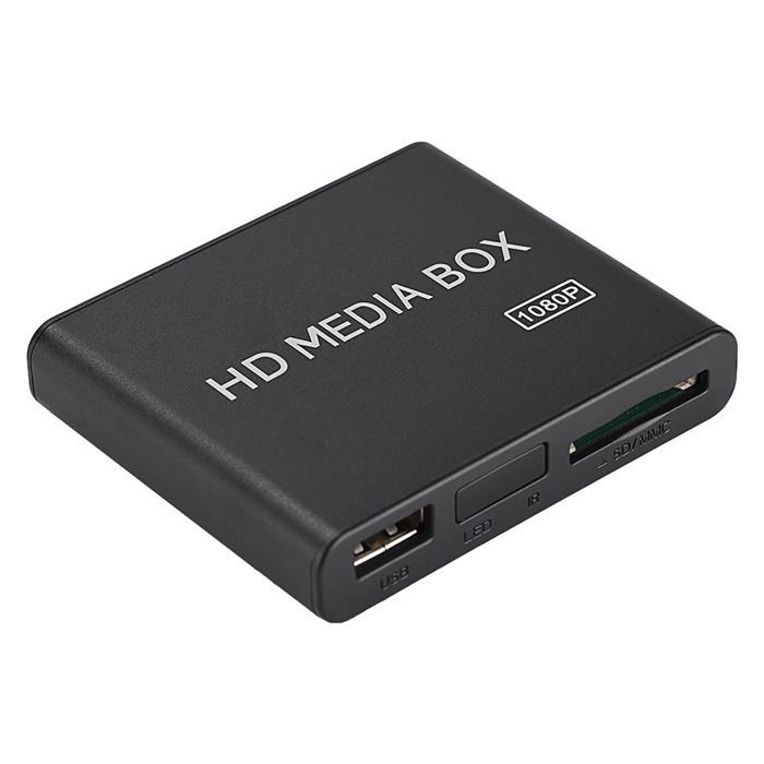 Mini lecteur multimédia Full HD 110-240 V 1080P, boîtier de lecteur multimédia compatible USB MMC RMVB MP3 AVI MKV, prise UE