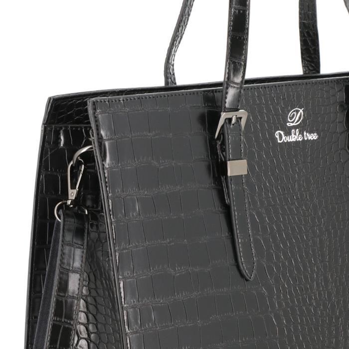 Double Tree Dame Tote Bag - Krokodilleeffekt - Sort - Skole-/Arbejdstaske - Syntetisk
