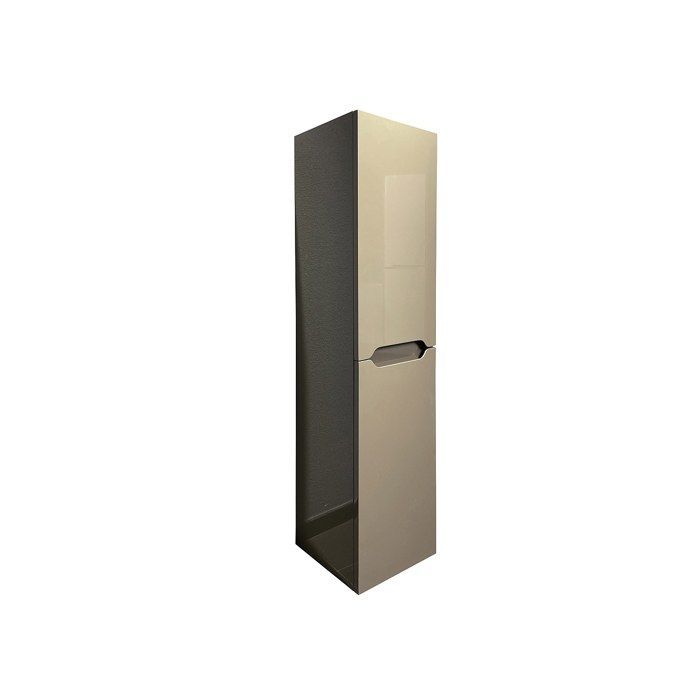 Wall-hung single sink vanity unit with column - Taupe - 80 cm - STEFANIE