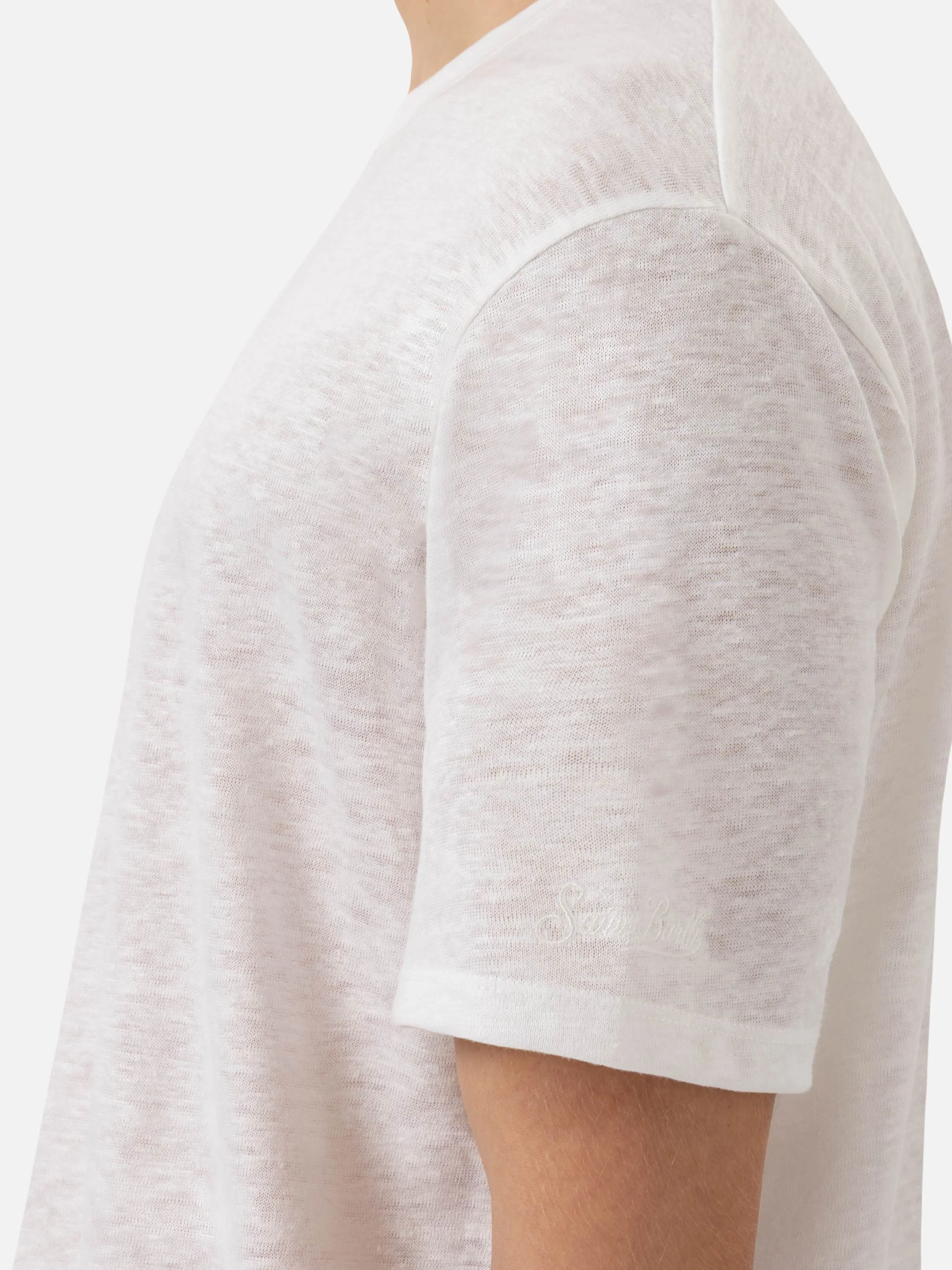 Ecstasea T-shirt van witte linnenjersey