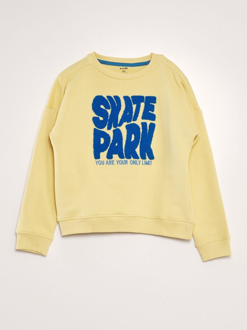 Sweatshirt van French terry met bouclé-print - GEEL