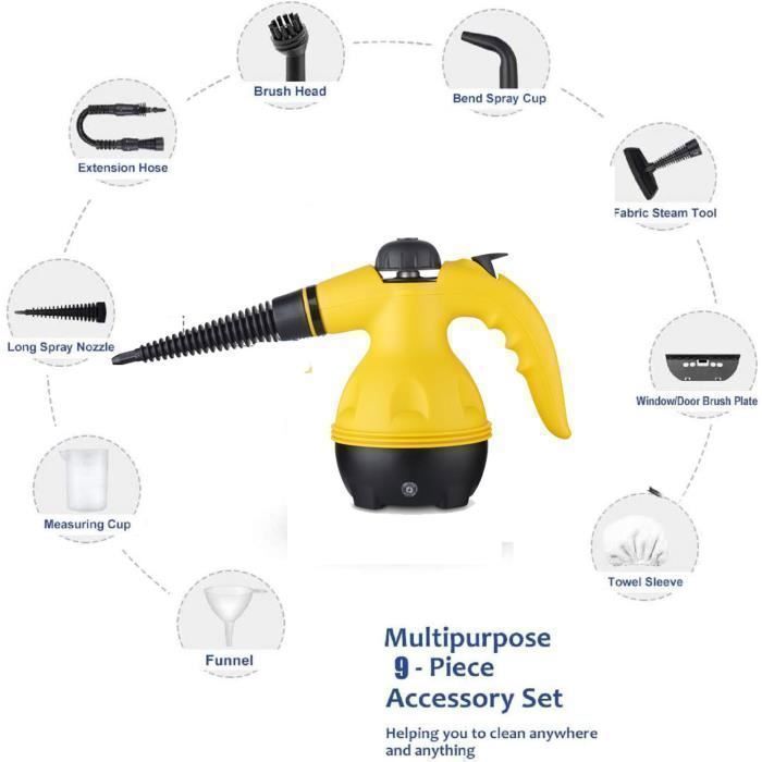 Portable Steam Cleaners, 350ML 1000W Steamer for Cleaning, 9-in-1 Set for Home Cleaning