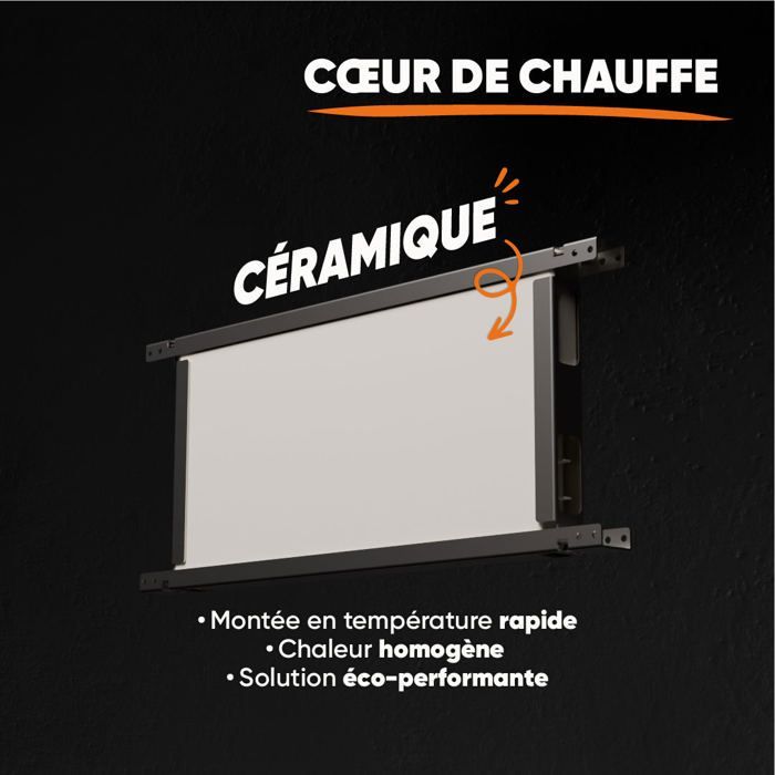 WiFi-connected fixed electric radiator with dry ceramic inertia - BESTHERM - NESSA CONNECT 1000W - horizontal white - NF