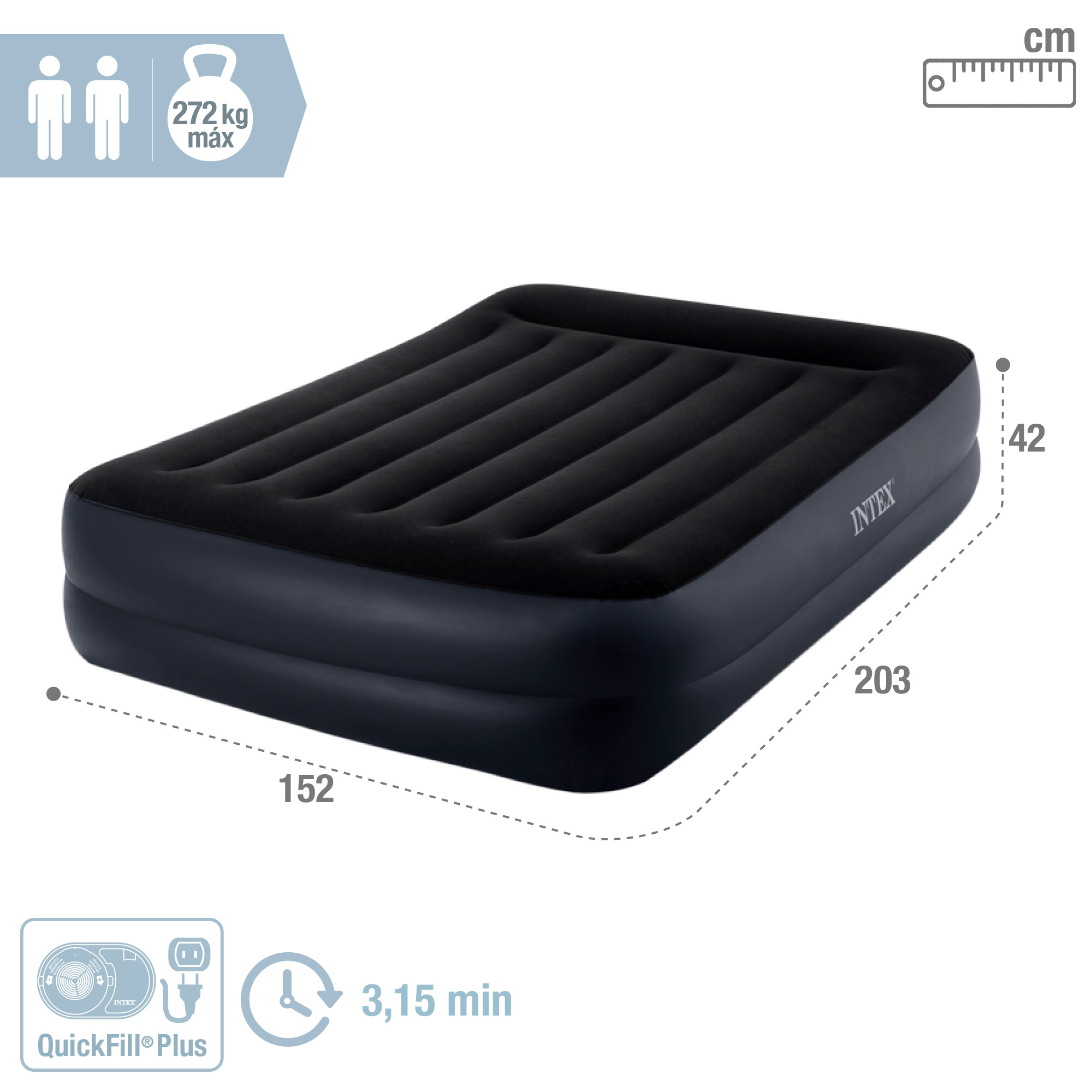 Colchón Hinchable Intex Dura-beam Standard Pillow Rest - 152x203x42 Cm