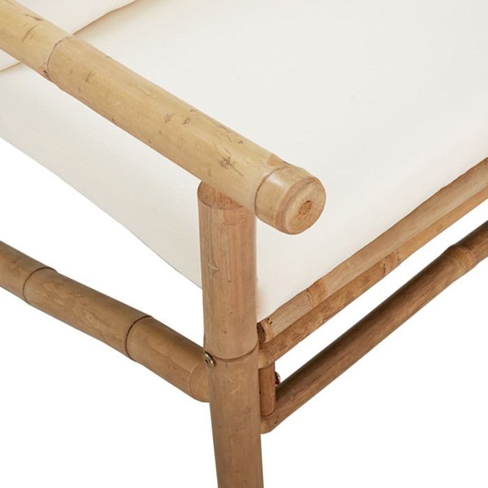 vidaXL Banc de jardin avec coussins blanc crème bambou 363460