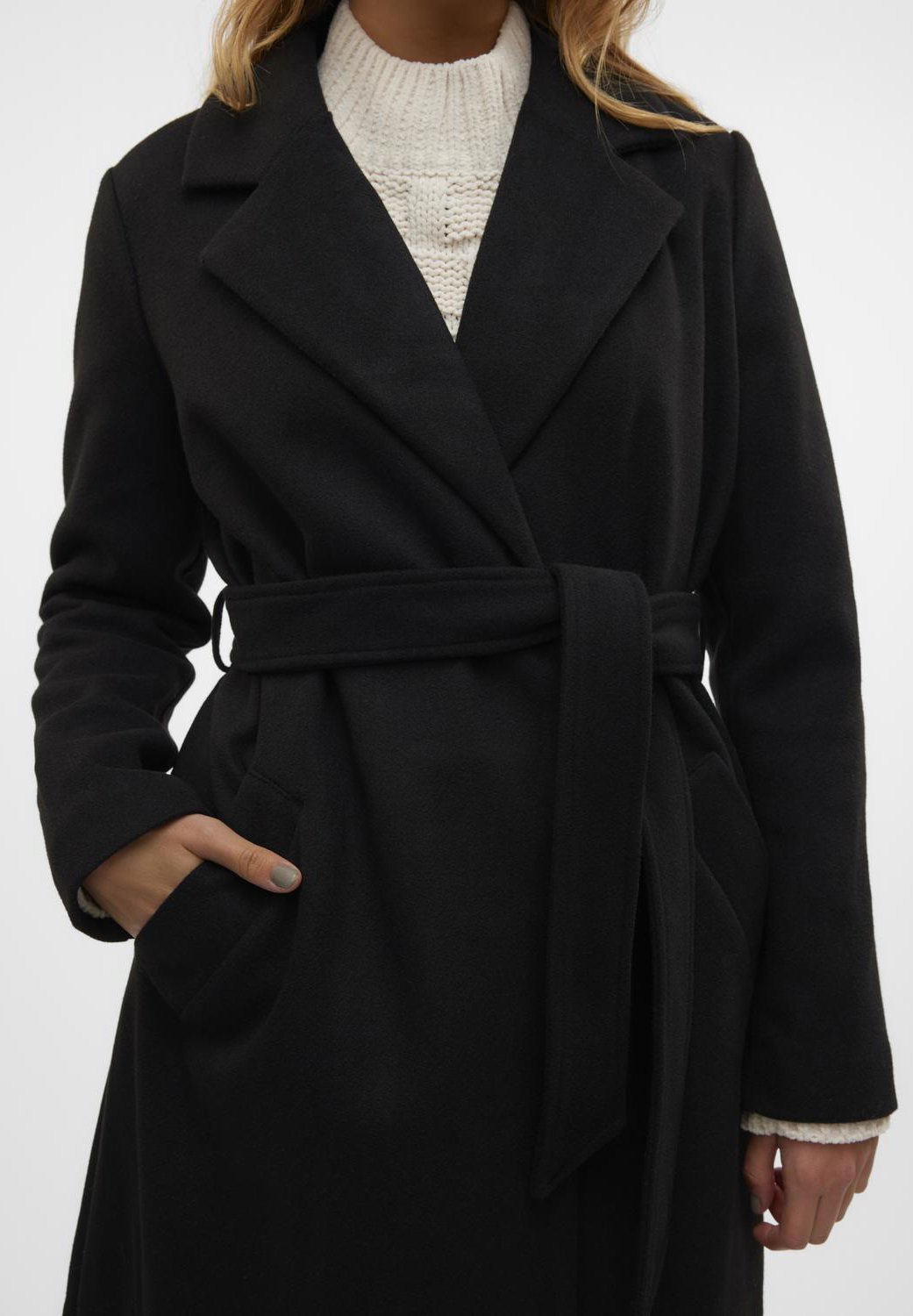 Vero Moda VMFORTUNEAYA LONG - Klassieke jas - zwart