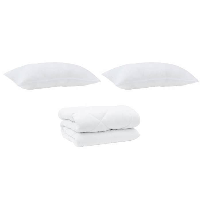 vidaXL Juego de edredón de invierno con almohada, 3 piezas, microfibra blanca, ropa de cama moderna, edredón cálido, manta acolchada 3377773