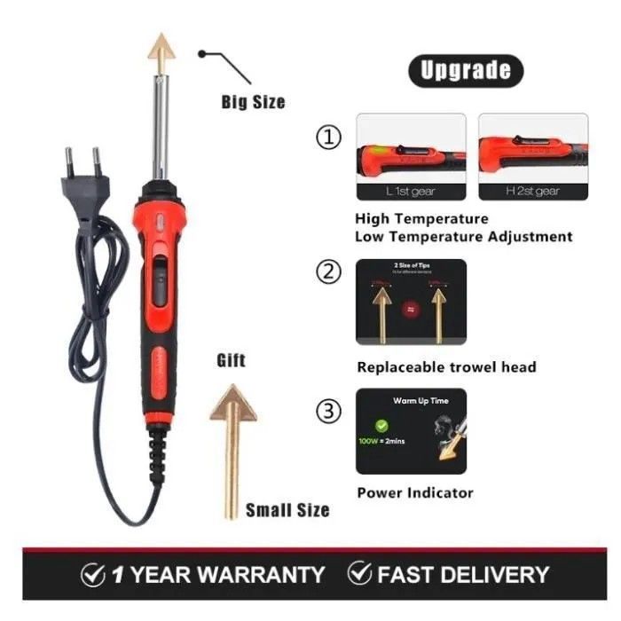 Kit portátil de soldagem de plástico, 100W, kit de reparo de plástico 2 em 1 para para-choques de carros.