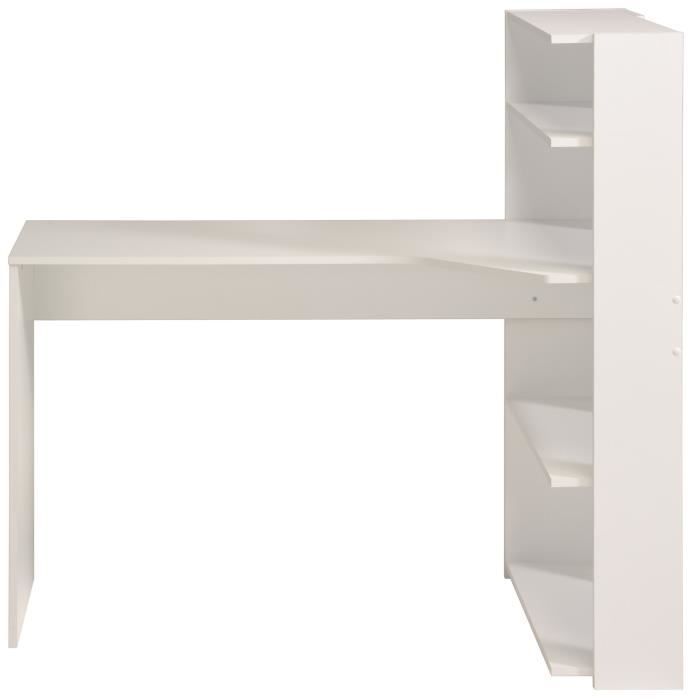 Escritorio esquinero contemporáneo PARISOT JUNE - Blanco - Ancho 122 cm - 1 tablero, 2 estantes