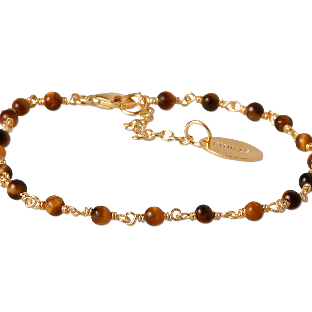 Pulsera de cuentas House of Rituals, pulsera chapada en oro con piedras preciosas