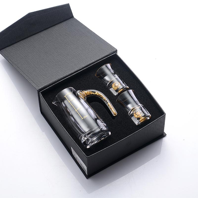 Set di bicchierini da shot in cristallo con lamina d'oro 24 carati per vodka, liquori, sakè e vino, distillatore, moonshine e accessori.