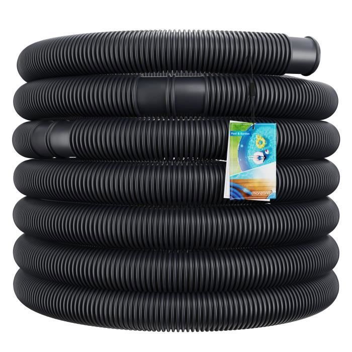 Tuyau de piscine 14m Ø32mm noir flexible avec manchons de séparation tuyau pour pompe tuyau eau arrosage bassin