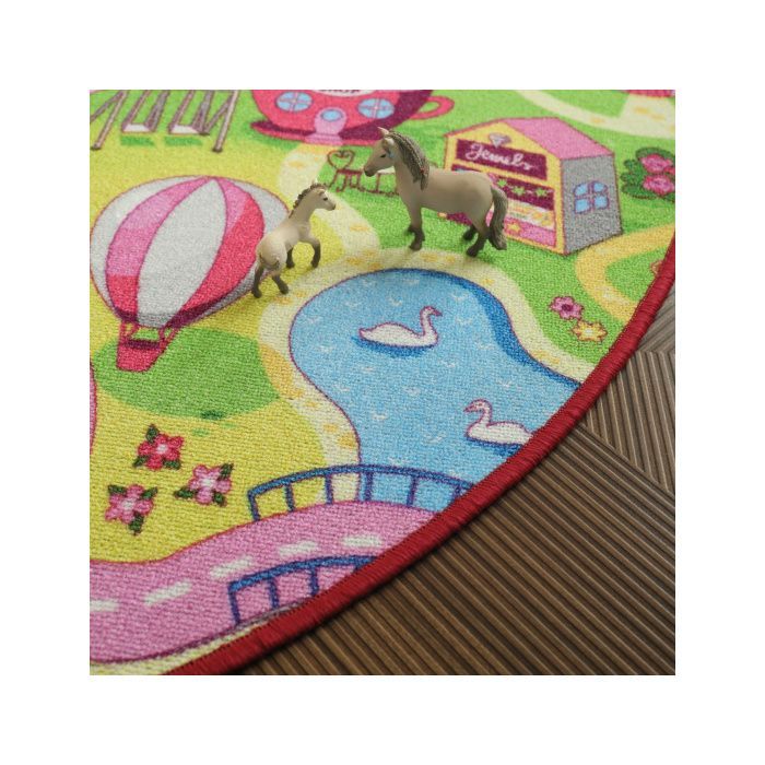 Tapis rond de jeu enfant - Circuit de voiture - Shopping - Ø 150 cm
