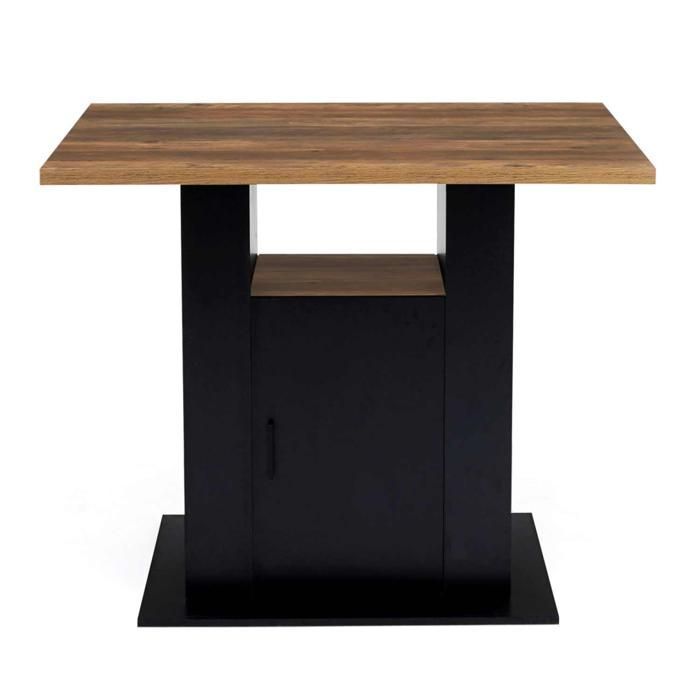 Isla central IDMARKET UGO de 110 cm en madera negra y efecto madera oscura de HAWKINS con almacenamiento.