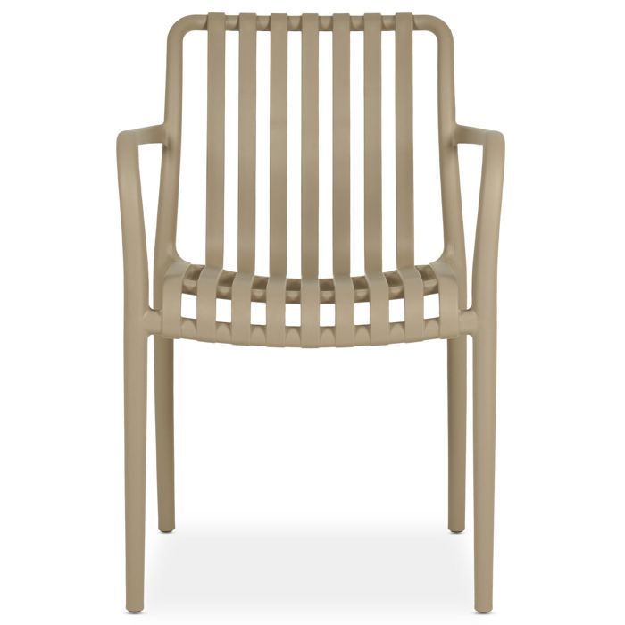 Conjunto de mesa y sillas de jardín TULIPANO para 6 personas, color champán, sillas apilables resistentes a los rayos UV.