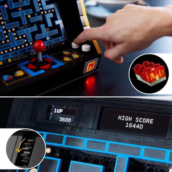 LEGO 10323 Exclu Cdiscount Icons Jeu d’Arcade PAC-MAN, Maquette pour Adultes à Construire, Machine de Jeu avec des Personnages